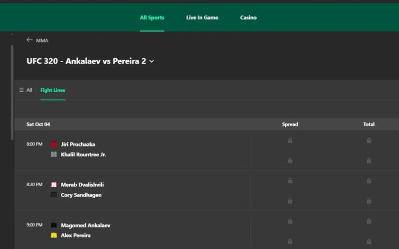 Hướng dẫn đặt kèo UFC