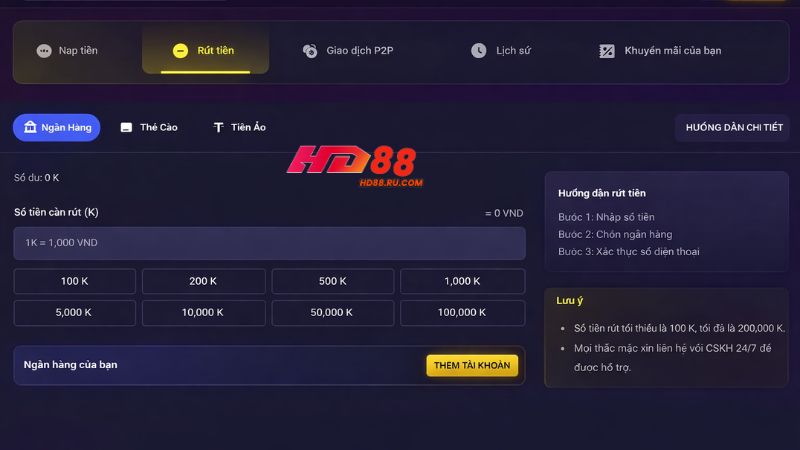 Mọi vấn đề rút tiền tại HD88 bạn liên hệ với đội ngũ CSKH