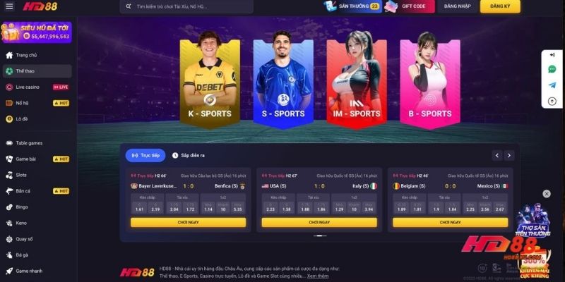 Cá cược thể thao HD88